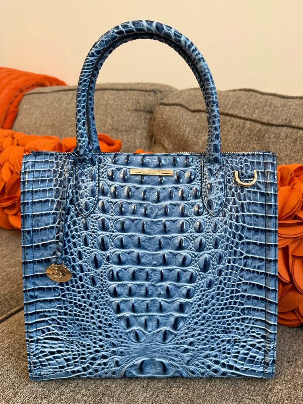 ❣️🆕Brahmin Caroline Blue Serenade Melbourne Genuine Leather Bag $345 MSRP❣️ - Picture 2 of 7